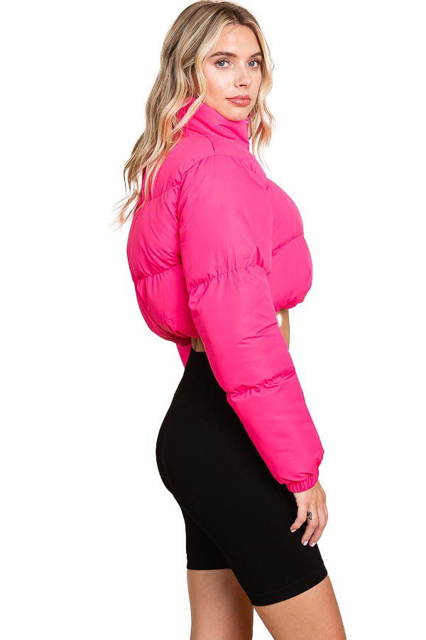 Speak Up Cropped Puffer Jacket - Pink - 2 Cute