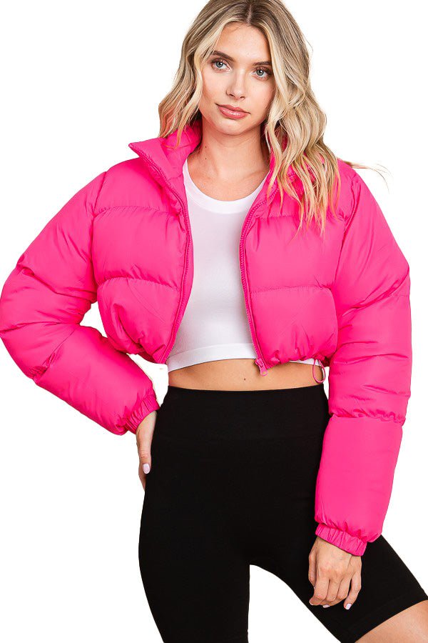 Speak Up Cropped Puffer Jacket - Pink - 2 Cute