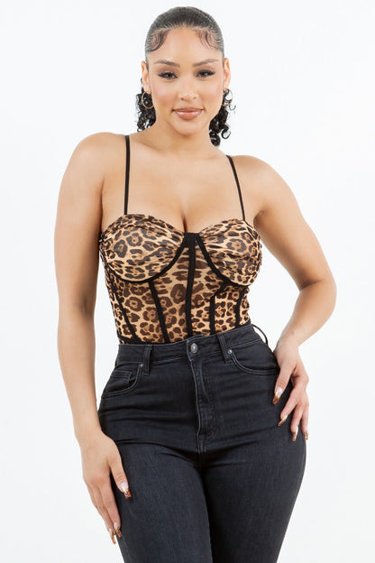 Wild Intentions Mesh Bodysuit - 2 Cute - leopard