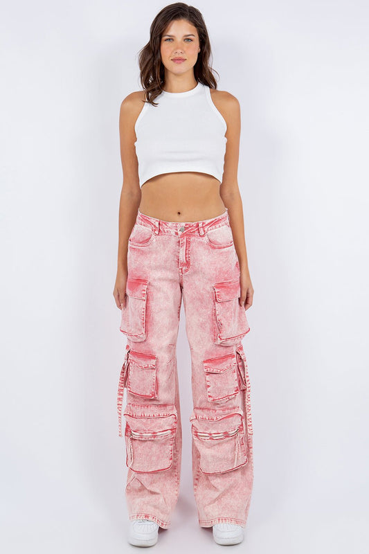 You Bet I Did Cargo Straight Leg Pant - Pink - 2 Cute