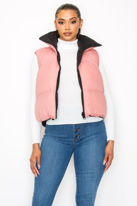 You Can't Change Me Reversible Puffer Vest - Pink - 2 Cute