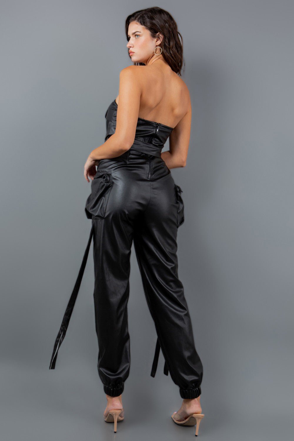 You're Not Ready For This Faux Leather Jumpsuit - Black - 2 Cute